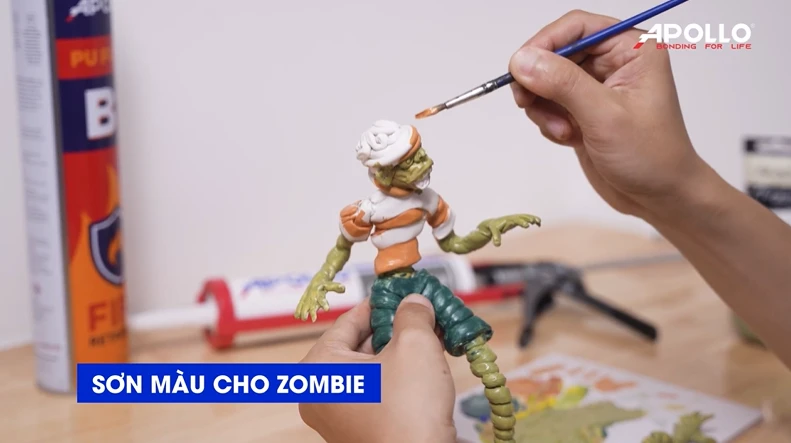 Sử dụng màu nước Acrylic để tô màu cho mô hình Zombie 